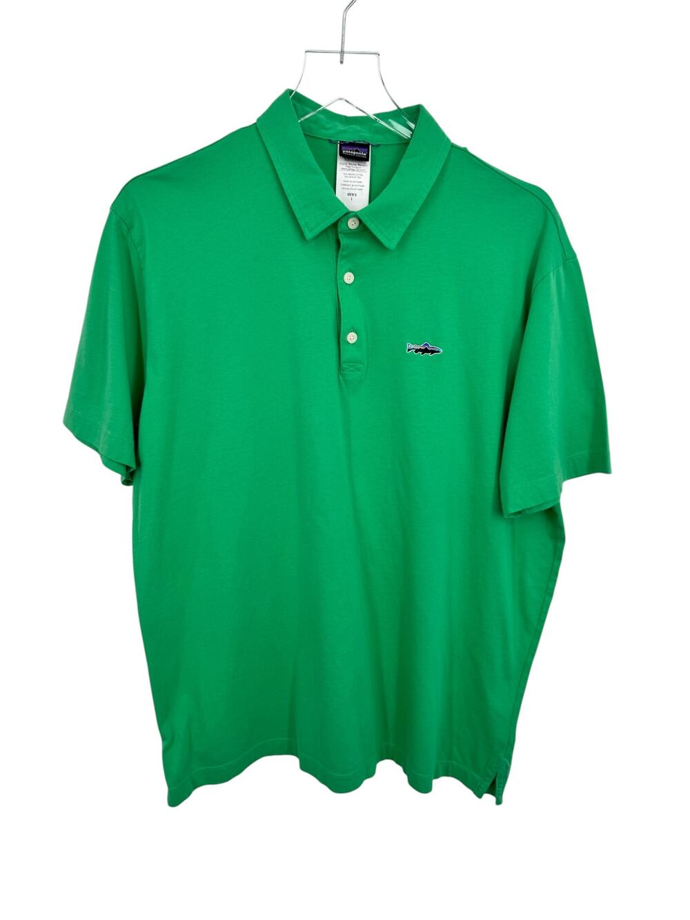 Patagonia Fitz Roy Trout polo shirt men's large embroidered logo green sport